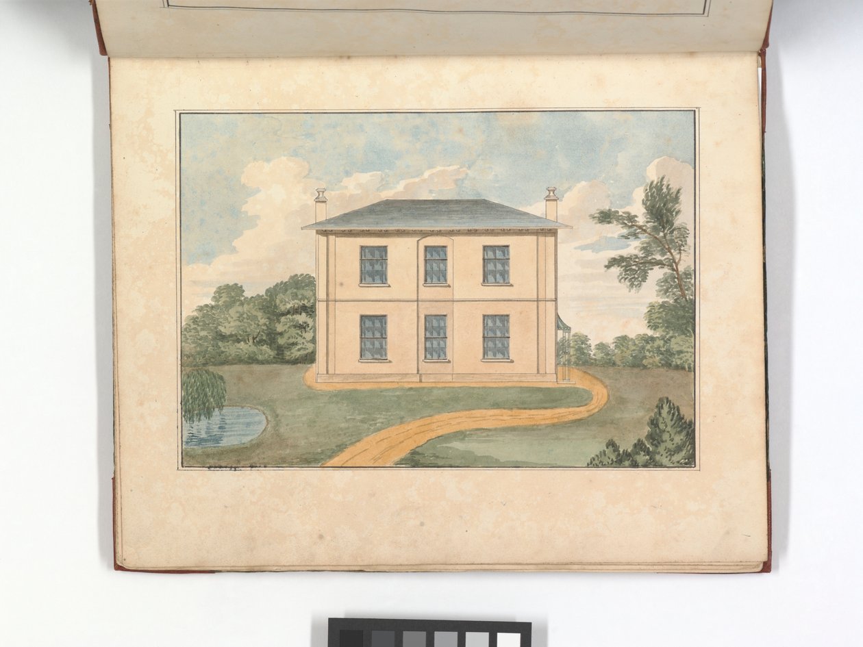 Strony z „Wzorów Braya na chaty i wille”, ok. 1825 (kolorowa grawerunek) autorstwa English School