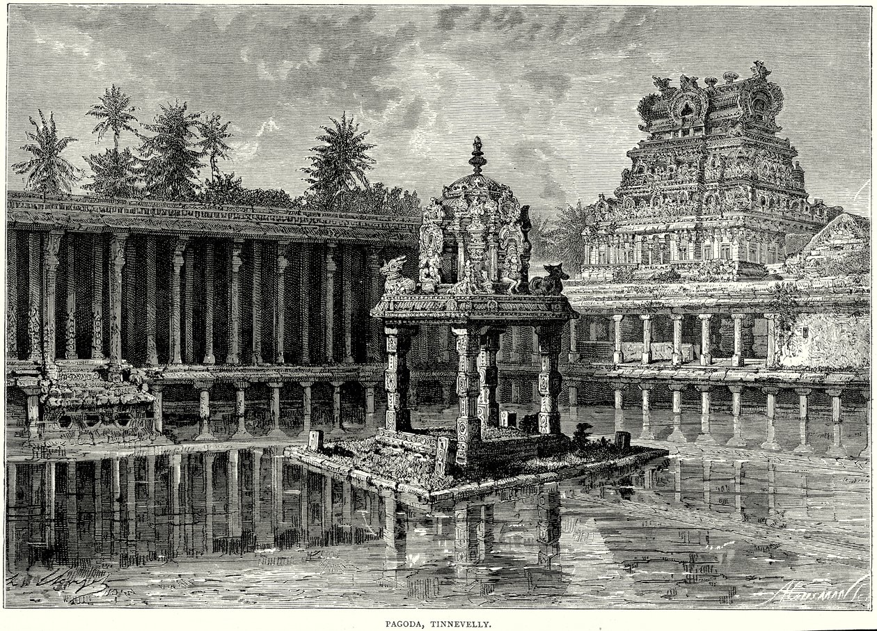 Pagoda, Tinnevelly (grawerunek) autorstwa English School