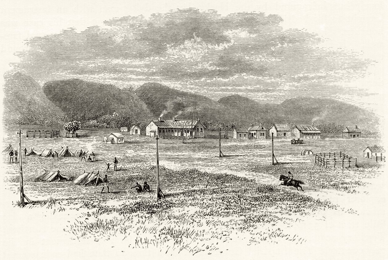 Peake Overland Telegraph Station, Australia Południowa, ok. 1880, z "Australian Pictures" Howarda Willoughby