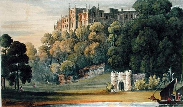 Zamek Pentillie, z „Repozytorium Sztuki” Ackermanna, publikacja 1826 (kolor lito) autorstwa English School