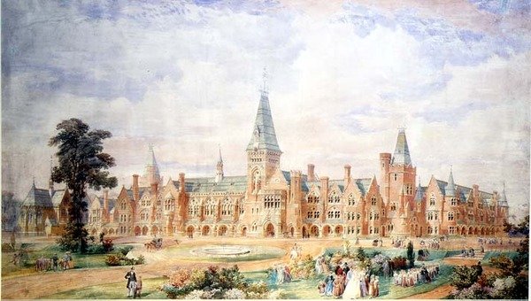 Projekt perspektywiczny dla szkoły lub uczelni, ok.1865 autorstwa English School