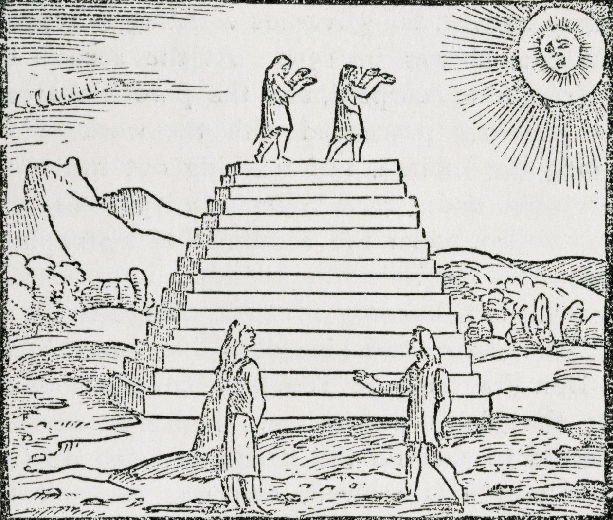„Peruvians Worshiping the Sun”, z „The Narrative and Critical History of America”, pod redakcją Justina Winsora, Londyn, 1886 autorstwa English School