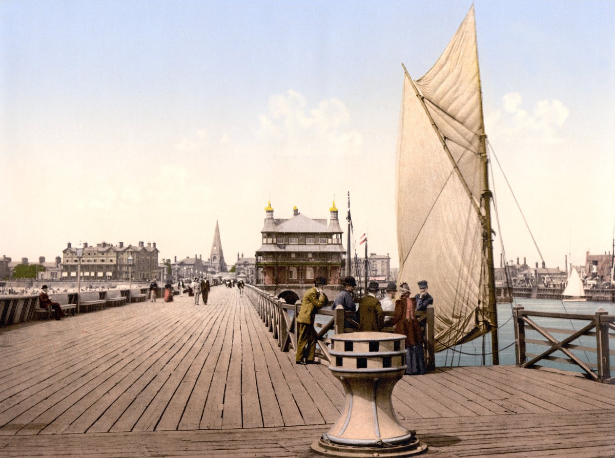 Pawilon Pier, Lowestoft (zdjęcie ręcznie kolorowane) autorstwa English School
