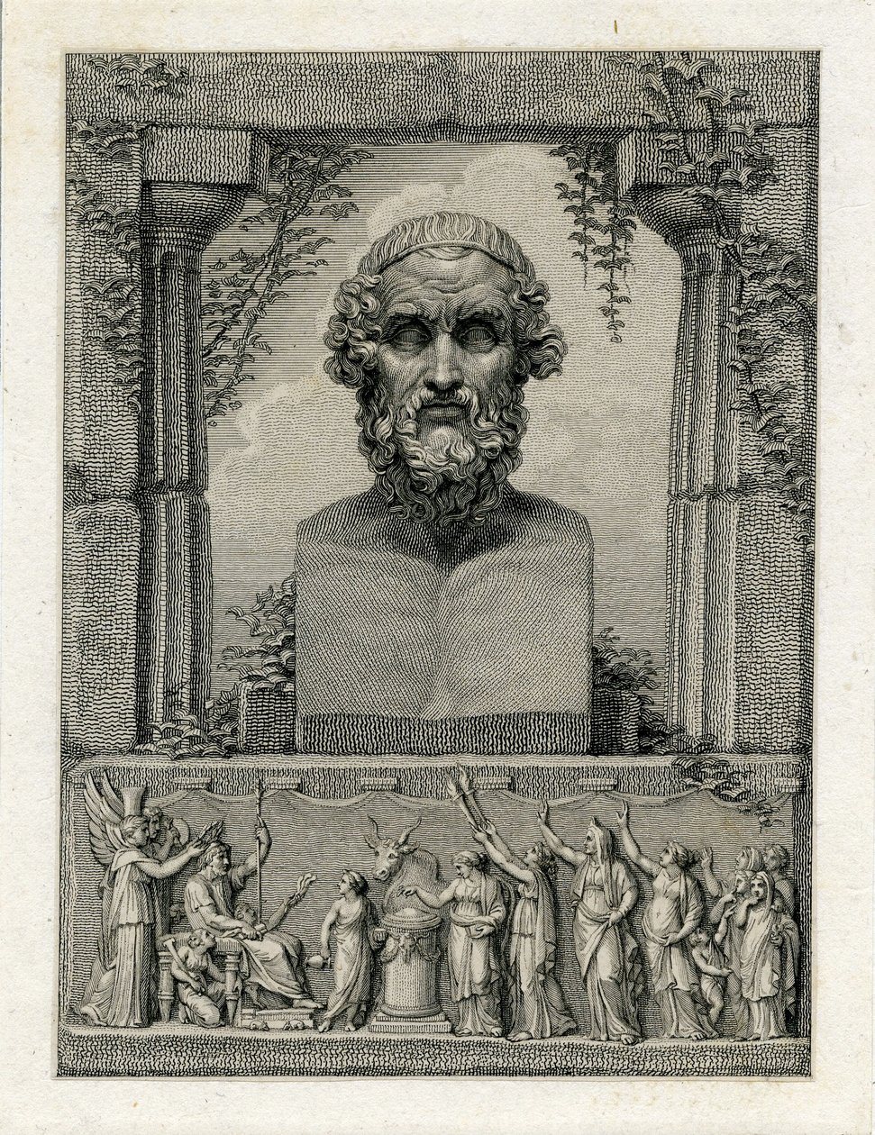 Pindar, starożytny grecki poeta liryczny (c.522-c.433 pne) (grawerowanie) autorstwa English School