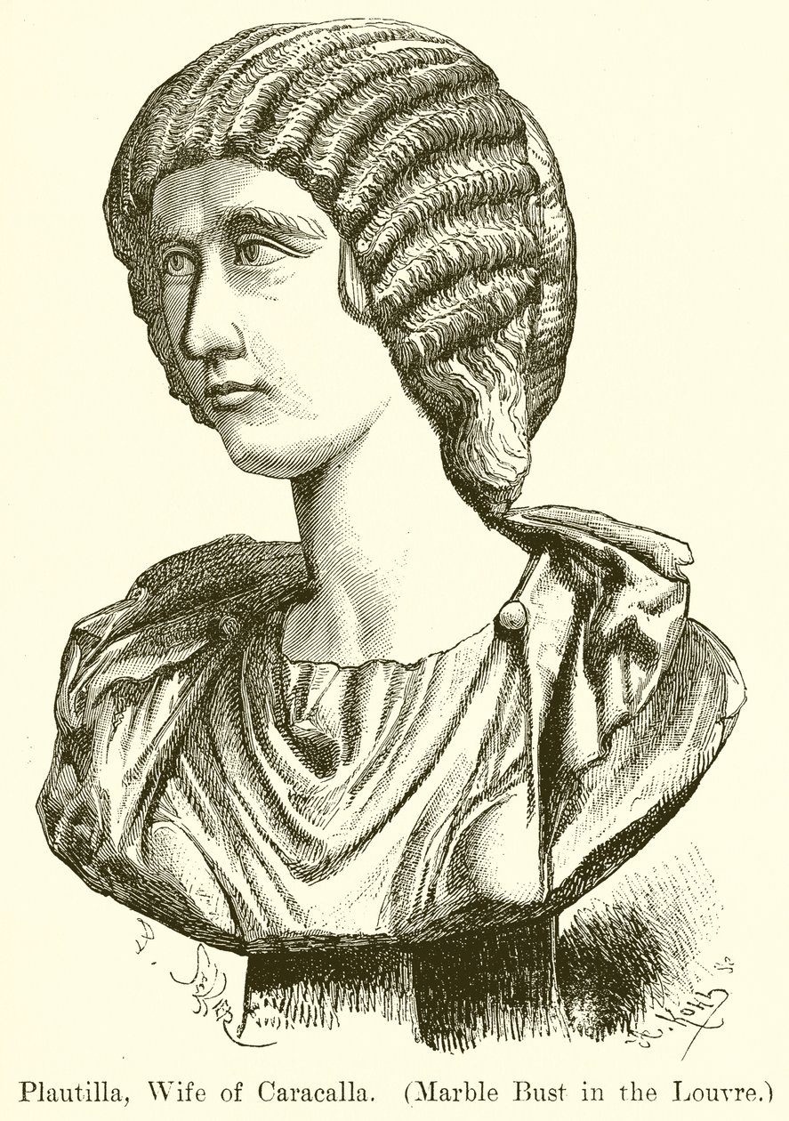 Plautilla, żona Karakalli. (Marmurowe popiersie w Luwrze) (rycina) autorstwa English School