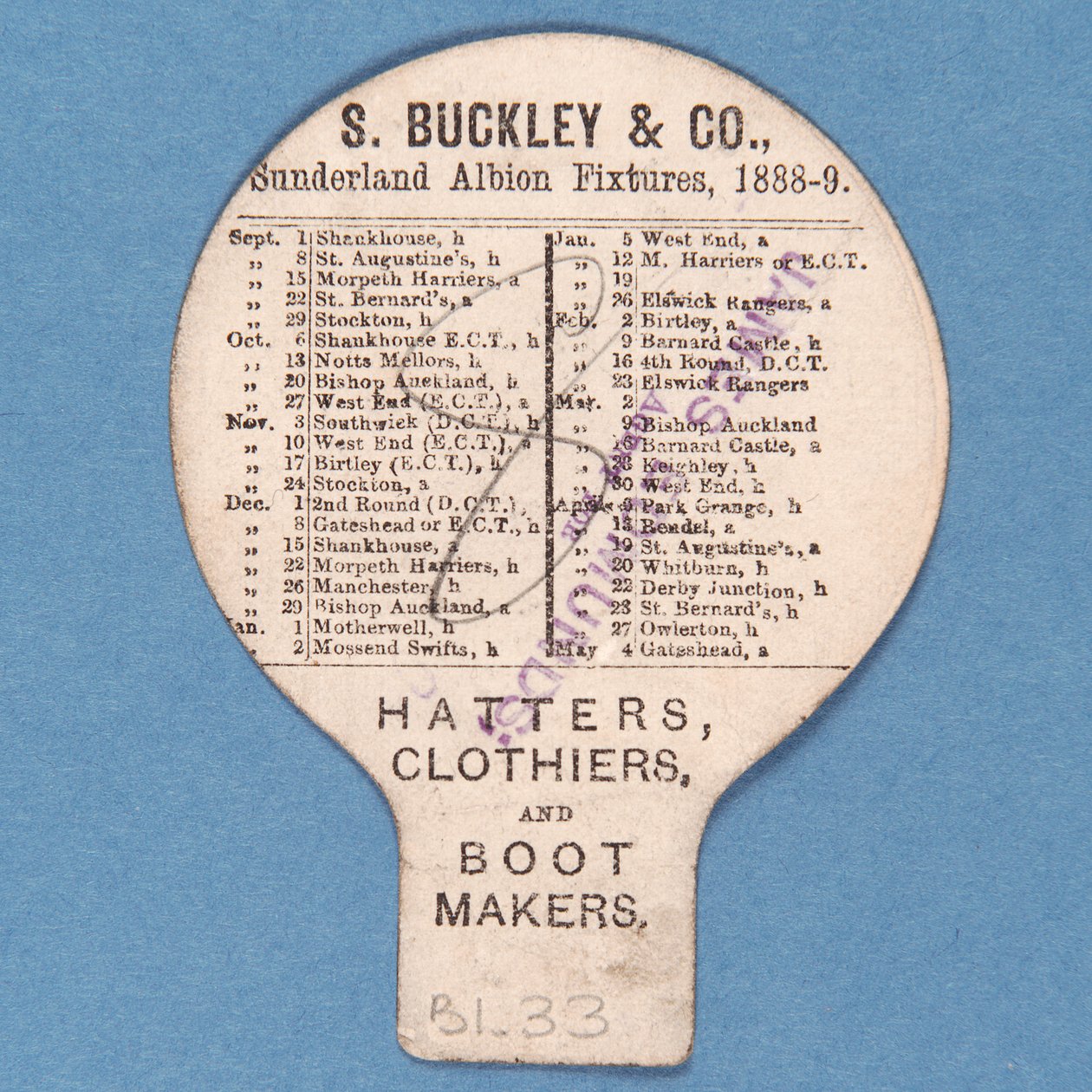 Play Up Albion, Buckley na kapelusze autorstwa English School
