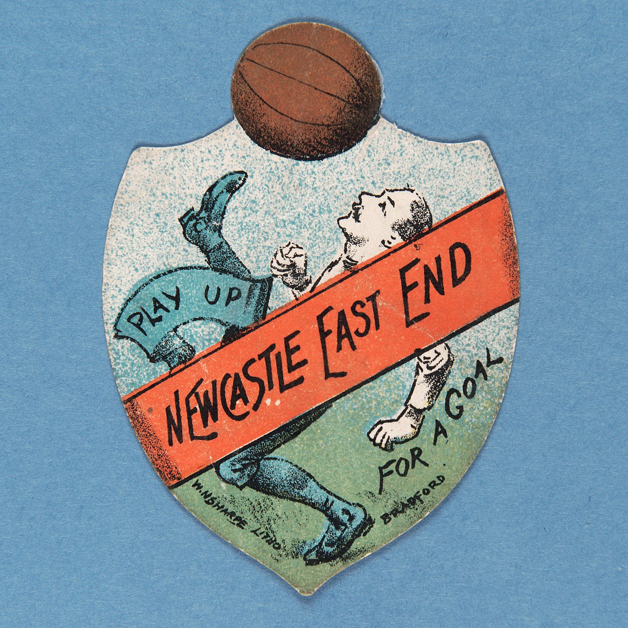 Play Up Newcastle East End For A Goal, karta Baines w kształcie tarczy, 1880-89 autorstwa English School