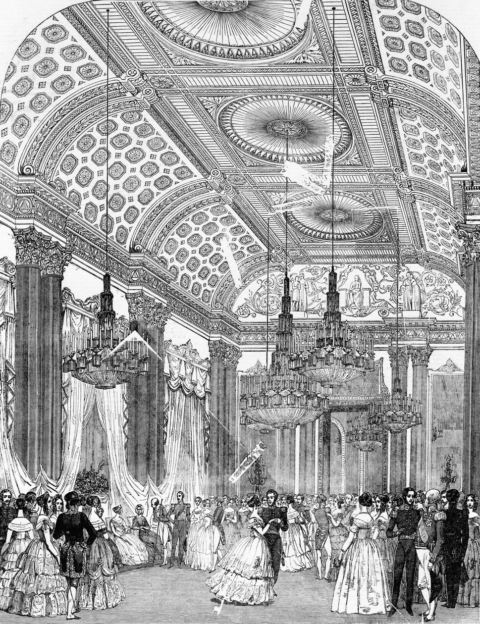Polka Dance na balu państwowym w Pałacu Buckingham, 1848 autorstwa English School