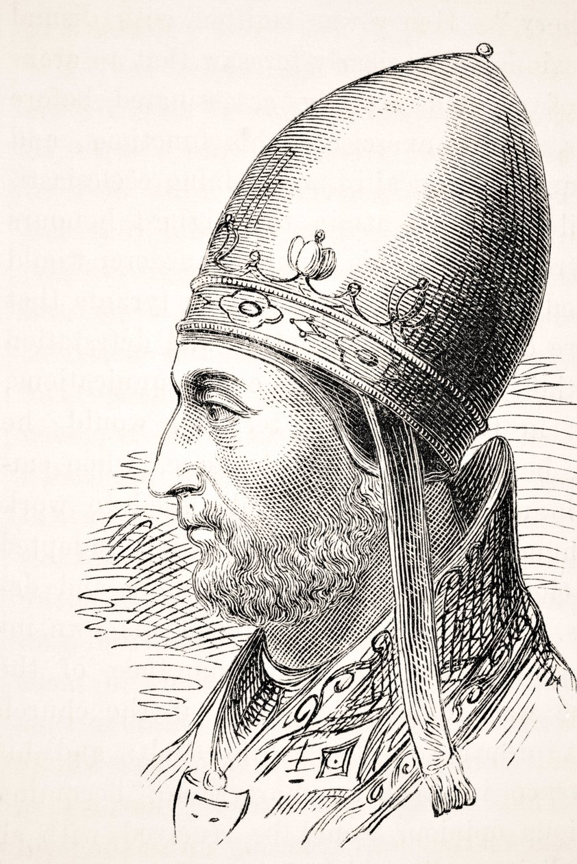 Papież Adrian IV, z „The National and Domestic History of England” Williama Aubreya, opublikowanej w Londynie, ok. 1890 autorstwa English School