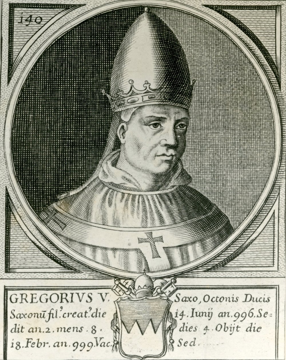 Papież Grzegorz V (972-999) (rycina) autorstwa English School