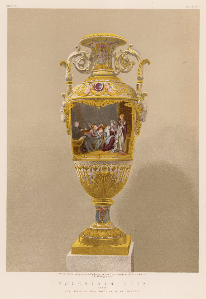 Porcelanowa waza z Cesarskiej Manufaktury w Petersburgu (chromolit) autorstwa English School