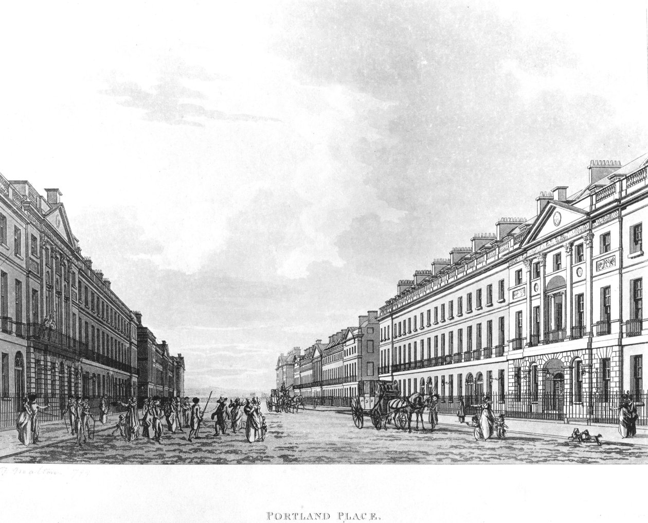 Portland Place, Londyn, 1800 autorstwa English School