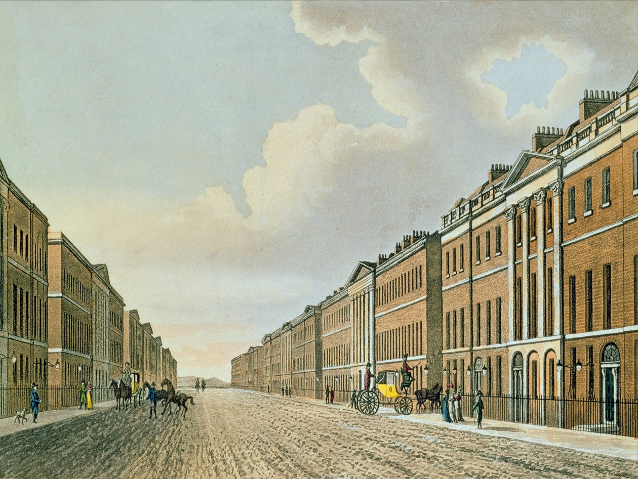 Portland Place, c.1812 (kolorowa akwatinta) autorstwa English School