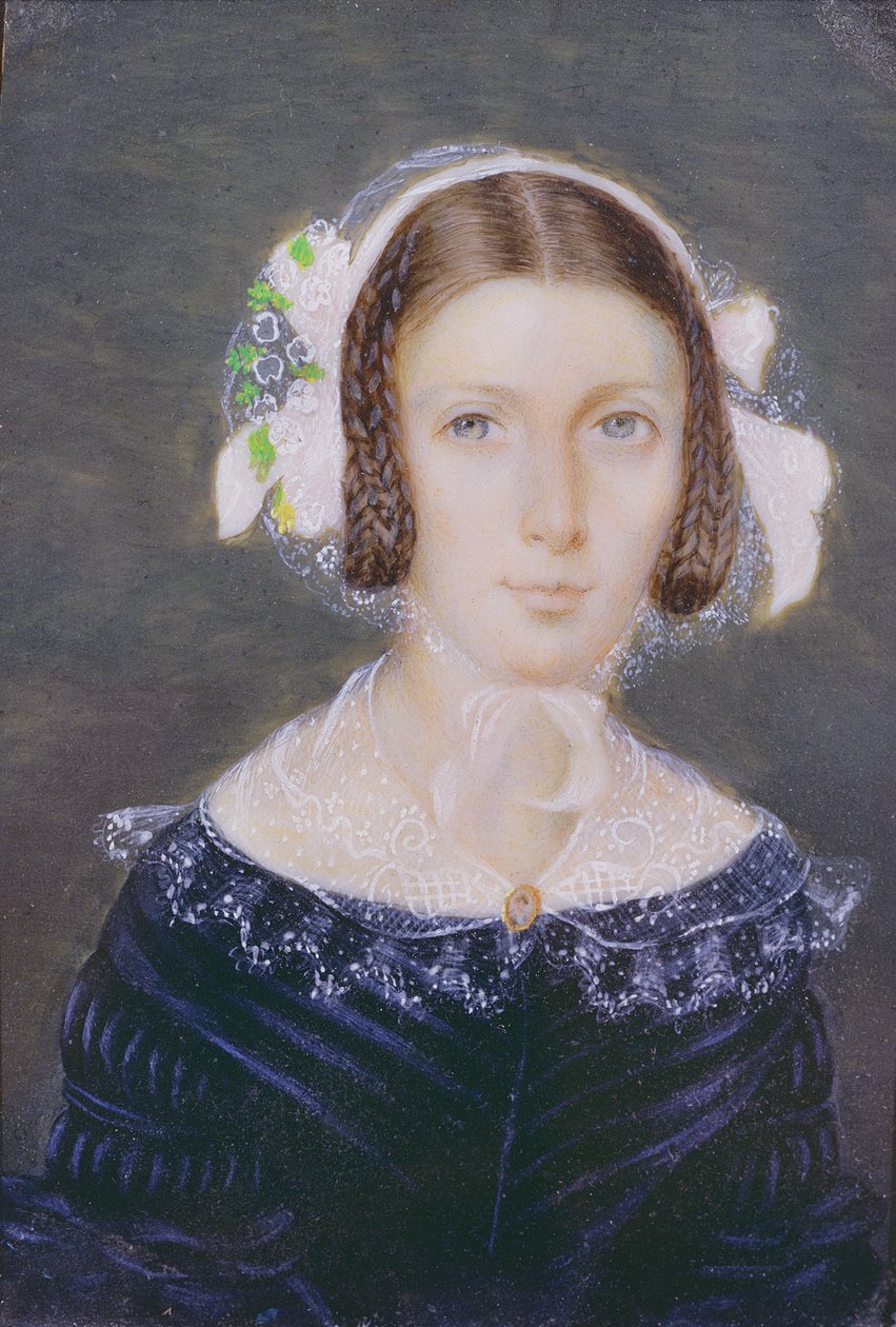 Portret Miniatura Fanny Brawne, 1833 (wc na papierze) autorstwa English School