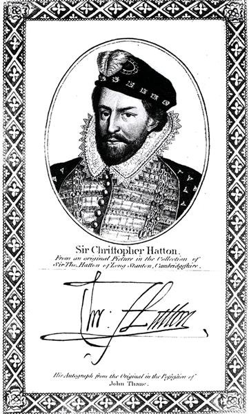 Portret i podpis Sir Christophera Hattona (1540-91) autorstwa English School