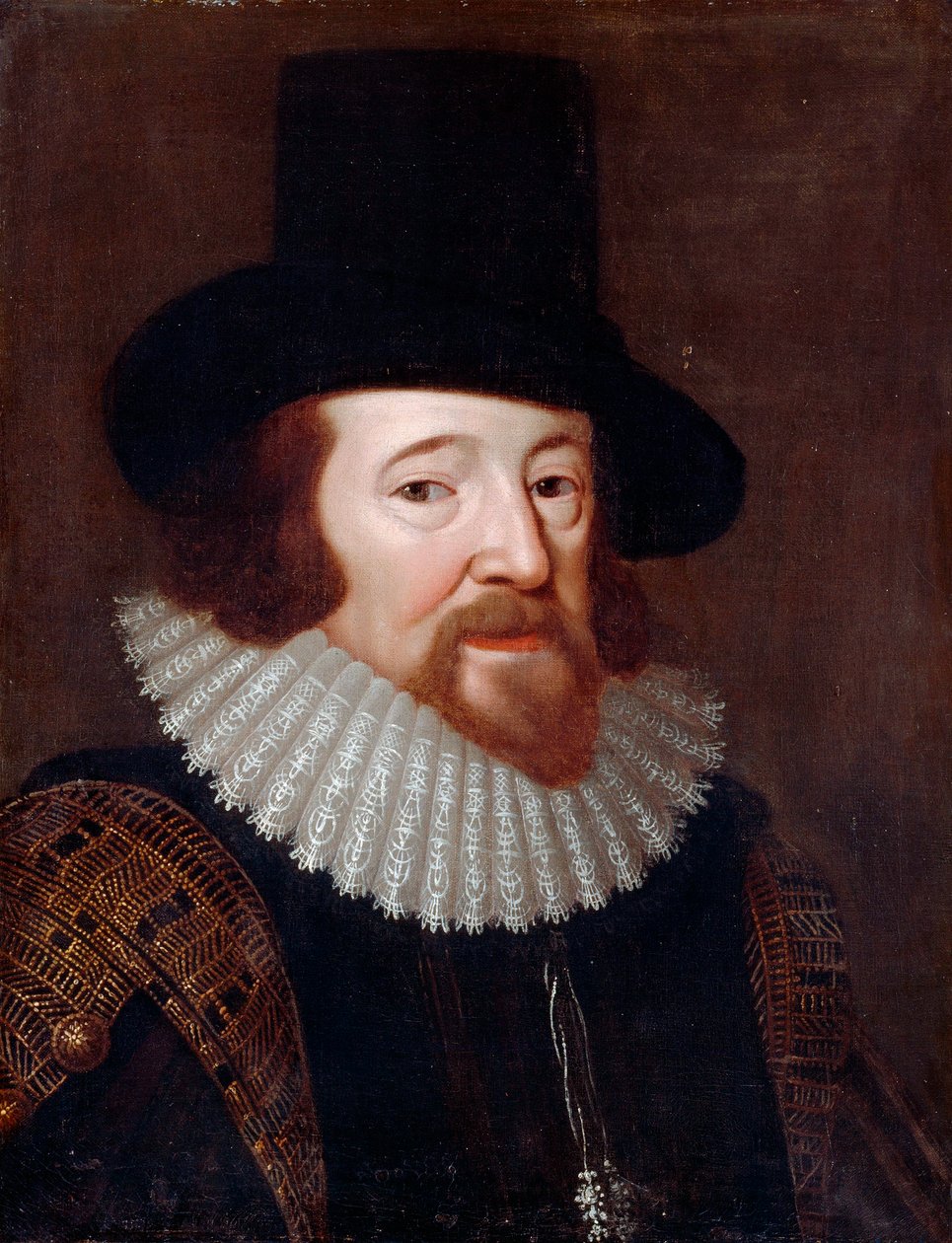 ""Portret Francisa Bacona (1561-1626), angielski mąż stanu i filozof"" Anonimowy obraz około 1622 r. - Olej na płótnie, wym. 61x47 cm autorstwa English School