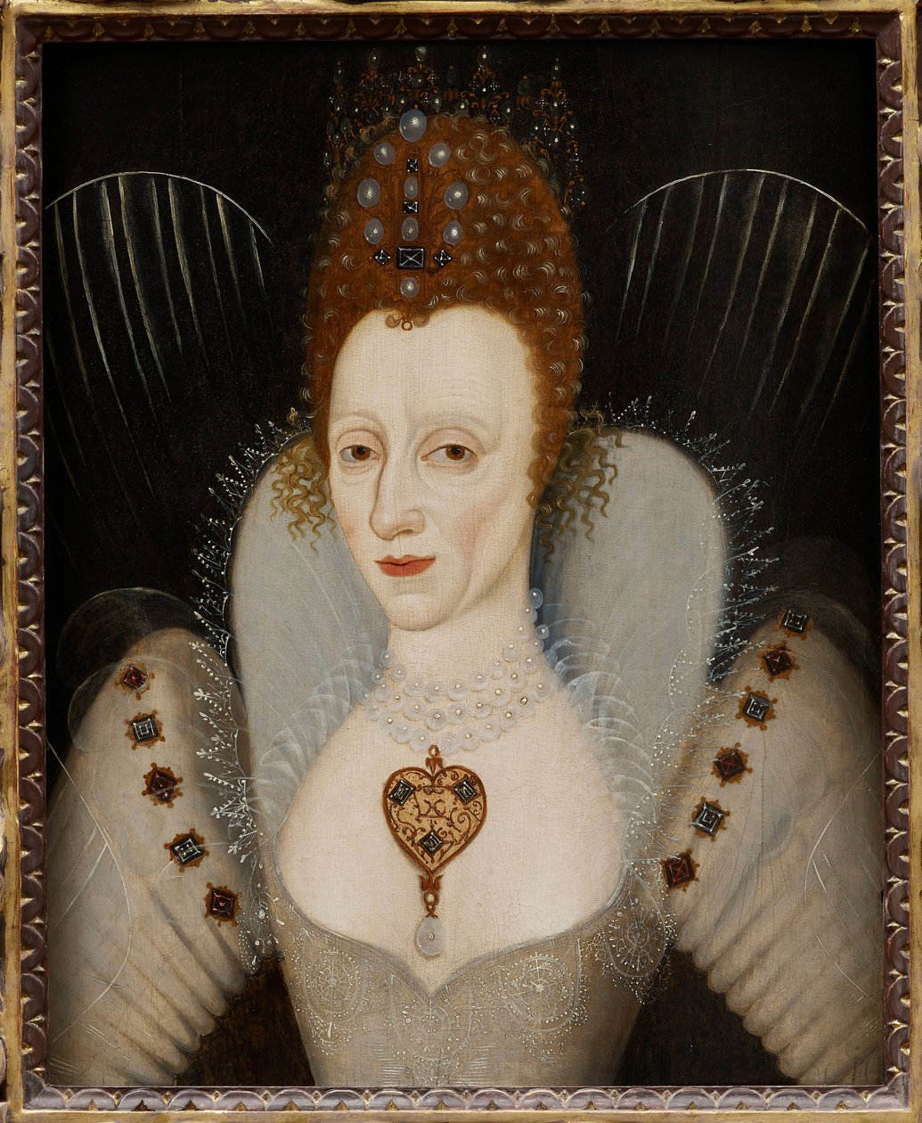 „Portret królowej Anglii Elżbiety I” (Portret królowej Elżbiety I (1533–1603)) Anonimowy obraz około 1600 r. Prywatna kolekcja autorstwa English School