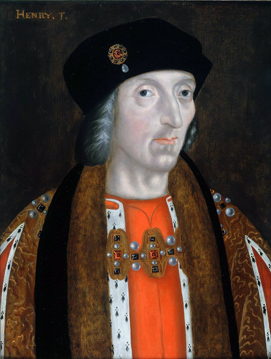 „Portret króla Anglii Henryka VII (1457–1509)” Obraz z prywatnej kolekcji szkoły angielskiej autorstwa English School