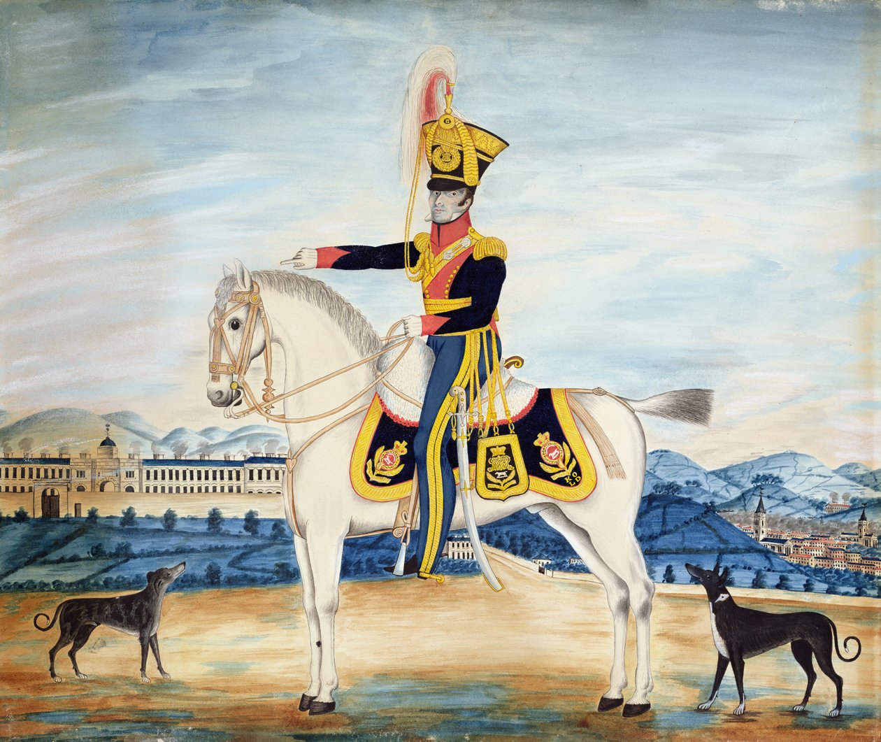Portret kapitana Williama Manfulla w pełnym wojskowym stroju, 1822 (toaleta, gwasz i ołówek na papierze) autorstwa English School