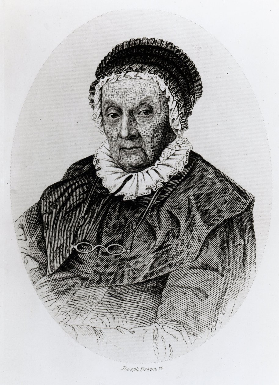 Portret Caroline Herschel (1750-1848) w wieku 92 lat, rytowany przez Josepha Browna autorstwa English School
