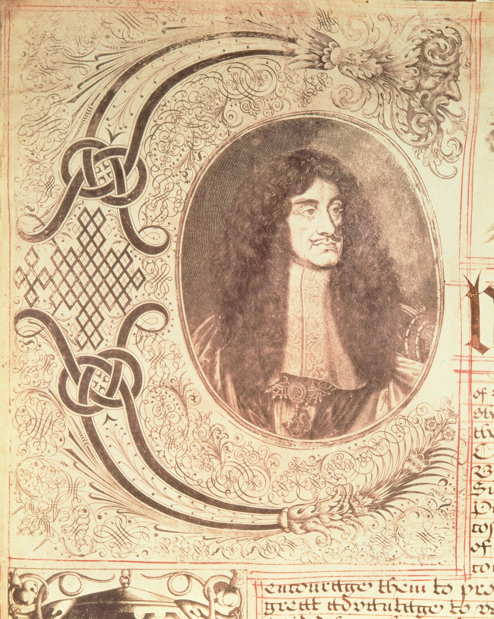 Portret Karola II z Karty Kompanii Zatoki Hudsona, 2 maja 1670 r. autorstwa English School