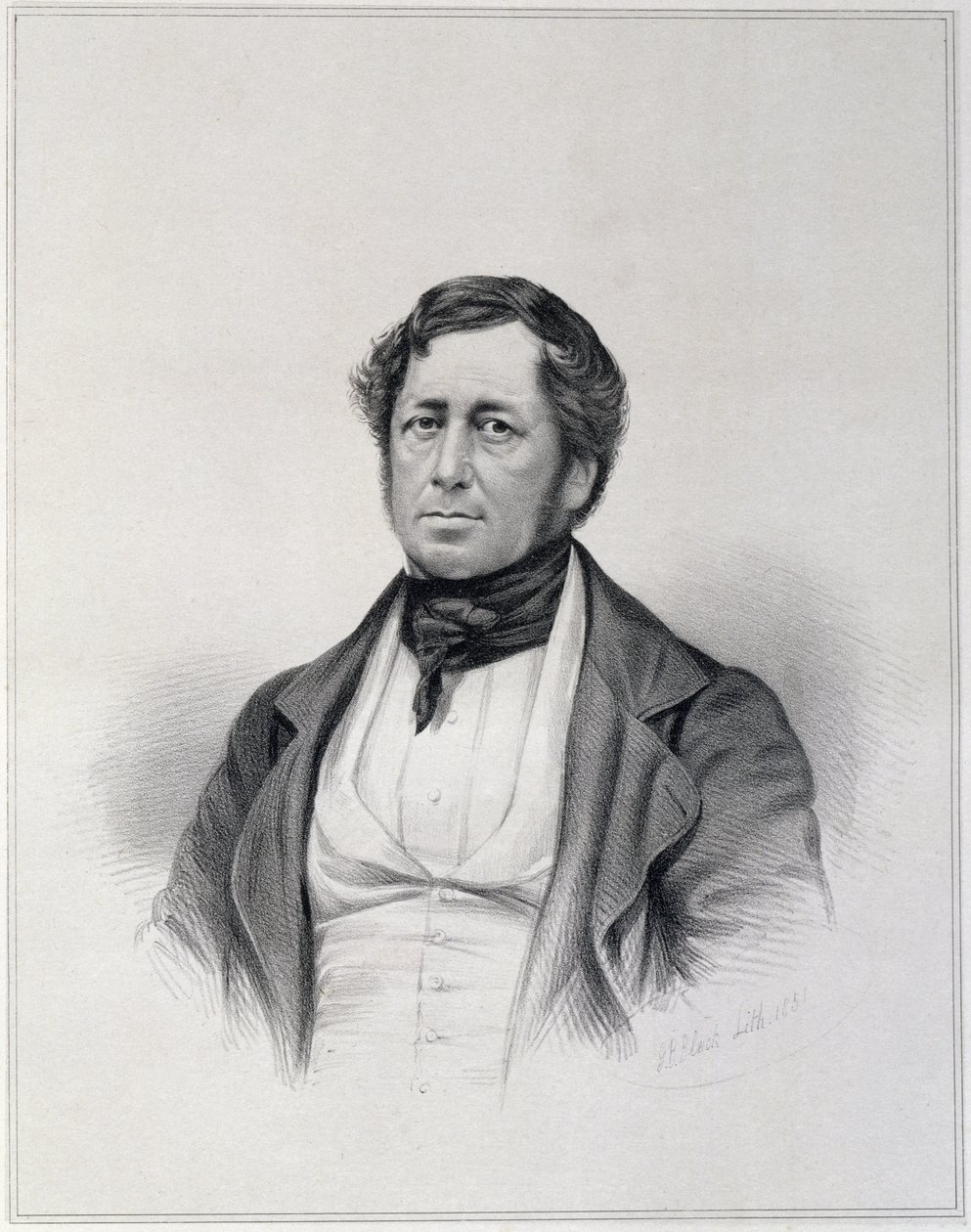 Portret Karola Josepha Hullmandela (1789-1850), rytowany przez G.B. Czarny, 1851 autorstwa English School
