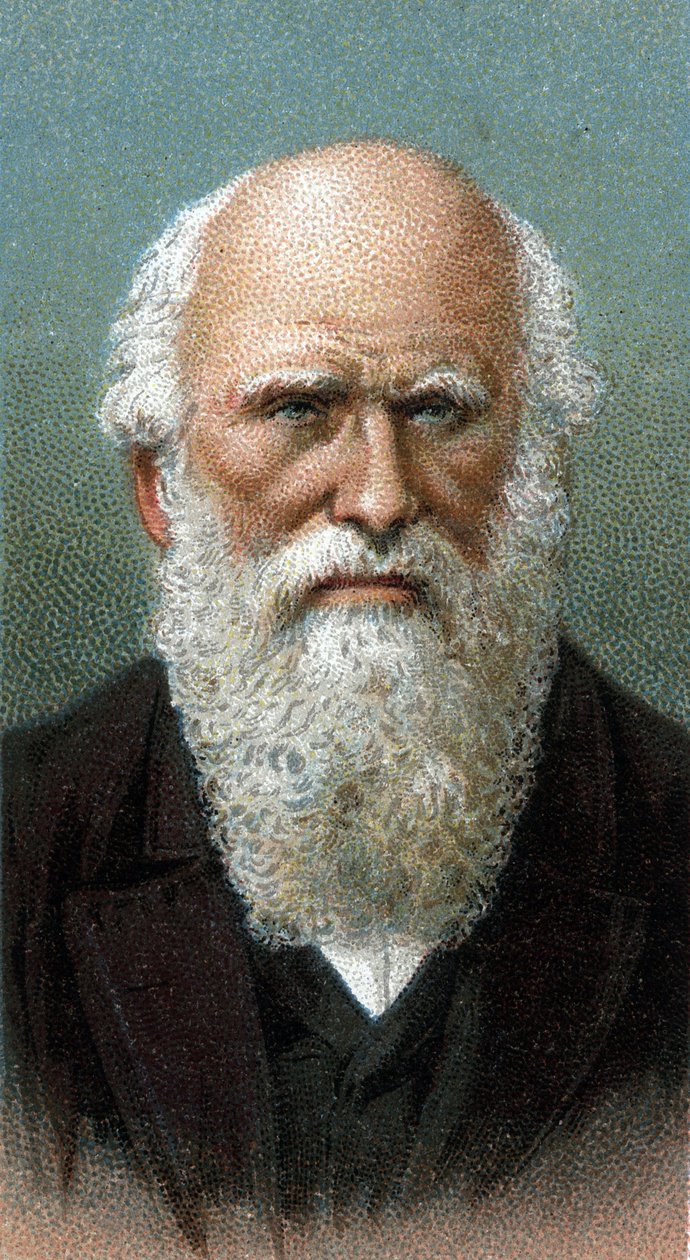 Portret Karola Roberta Darwina (1809-1882) - Z serii „”Przywódcy ludzi”” - Chromolitografia - Szkoła angielska, XX wiek - autorstwa English School