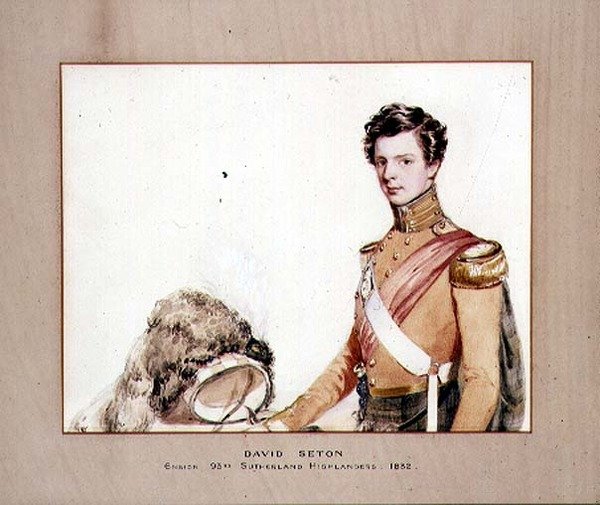 Portret Davida Setona, chorążego 93. Sutherland Highlanders autorstwa English School