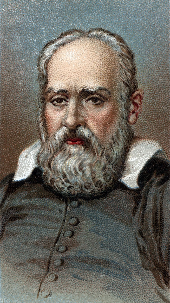 Portret Galilei - Galileo Galilei - Z serii „”Przywódcy mężczyzn”” - Chromolitografia - Szkoła angielska, XX wiek - autorstwa English School