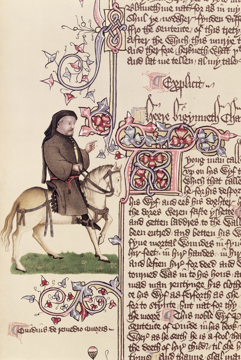 Portret Geoffreya Chaucera (ok. 1342-1400) faksymile z Opowieści kanterberyjskich autorstwa Geoffreya Chaucera (ok. 1342-1400) autorstwa English School