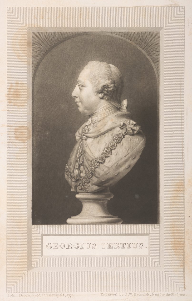 Portret Jerzego III z popiersia, Fryderyk Augusta Barnard, Katalog Biblioteki Królewskiej, tom I, frontyspis autorstwa English School