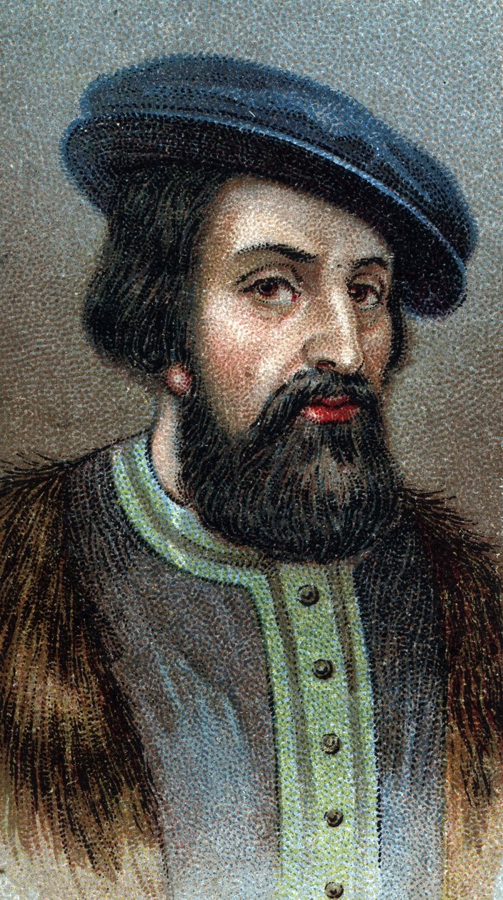 Portret HERNANDO (Hernan) CORTES (Cortez) (1485-1547) Angielski zdobywca - Z serii „” Leaders of Men”” - Chromolitografia - Szkoła angielska, XX wiek - autorstwa English School
