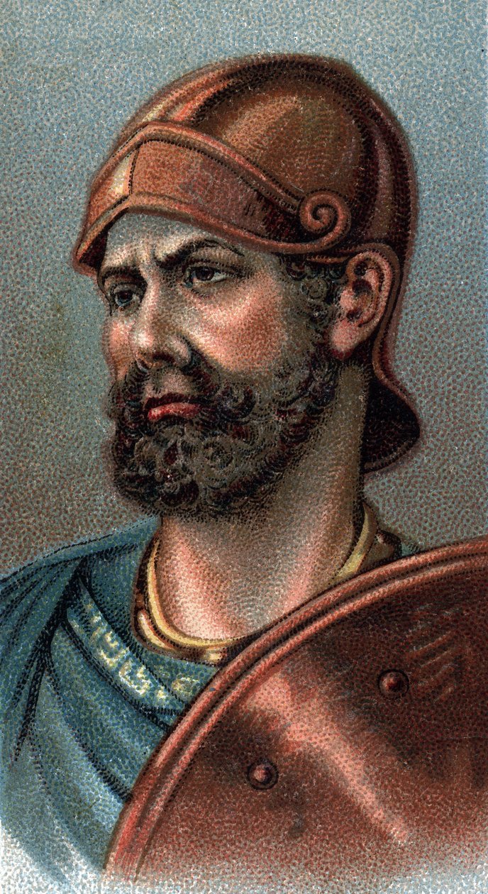 Portret Hannibala Barki - Portret Hannibala lub Annibala Barki (ok. 247-183 pne), generała i kartagińskiego męża stanu - Z serii „Przywódcy ludzi”” - Chromolitografia - Szkoła angielska, XX wiek - autorstwa English School