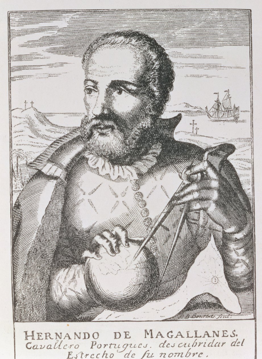 Эрнандо де Магалланесийн хөрөг (1480-1521 он) "Америкийн өгүүлэмж ба шүүмжлэлтэй түүх"-ээс Жусин Винсор найруулсан, Лондон, 1886 он autorstwa English School