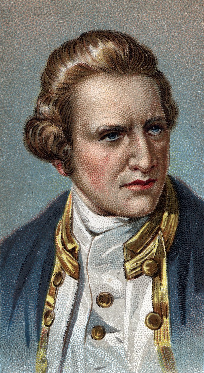 Portrait of James Cook - Portrait of James Cook (1728 - 1779), brytyjski nawigator - Z serii „” Leaders of Men”” - Chromolitografia - Szkoła angielska, XX wiek - autorstwa English School