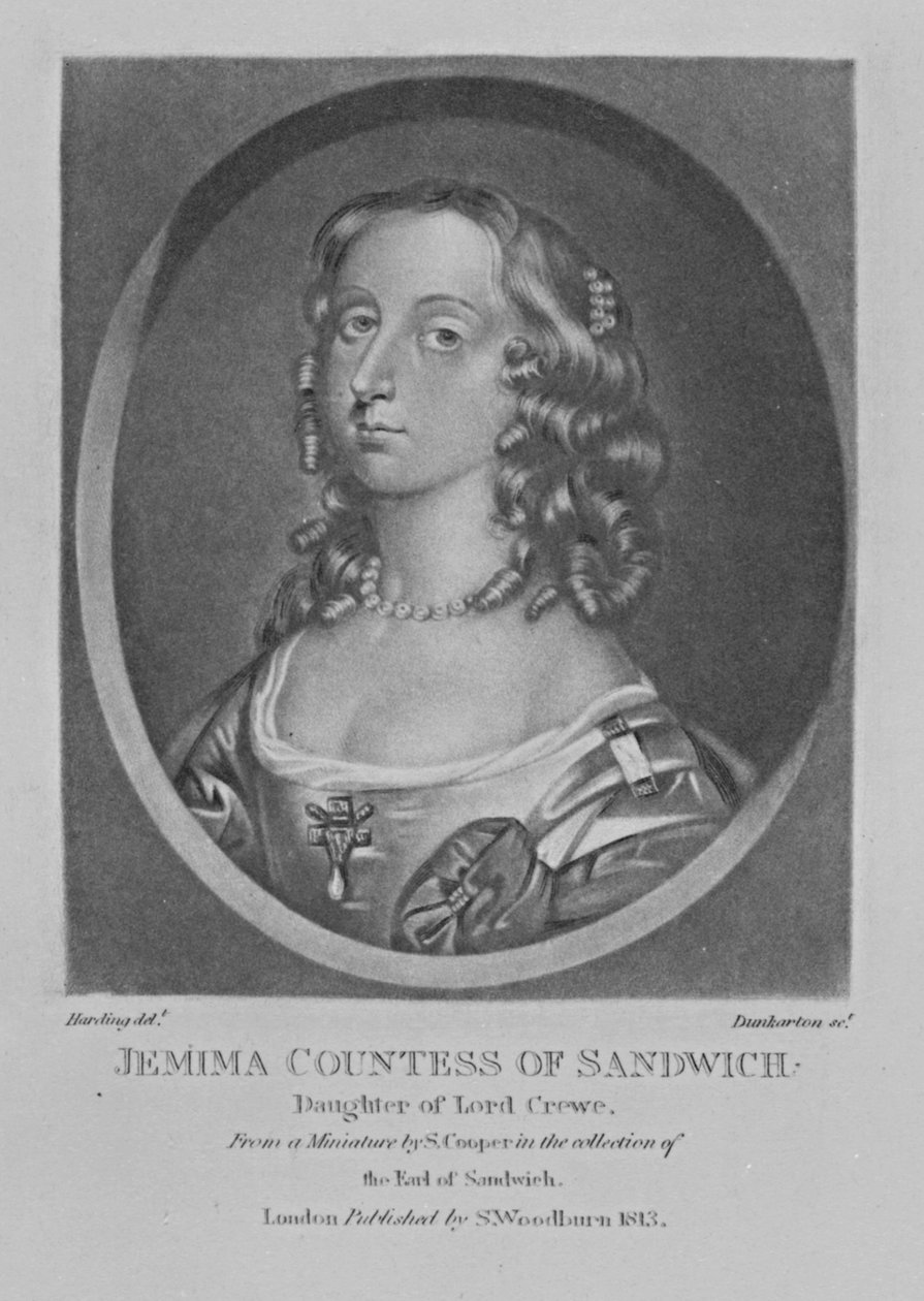 Portret Jemimy Countess of Sandwich, z „Characters Illustrious in British History”, autorstwa Richarda Earloma i Charlesa Turnera, 1815 autorstwa English School