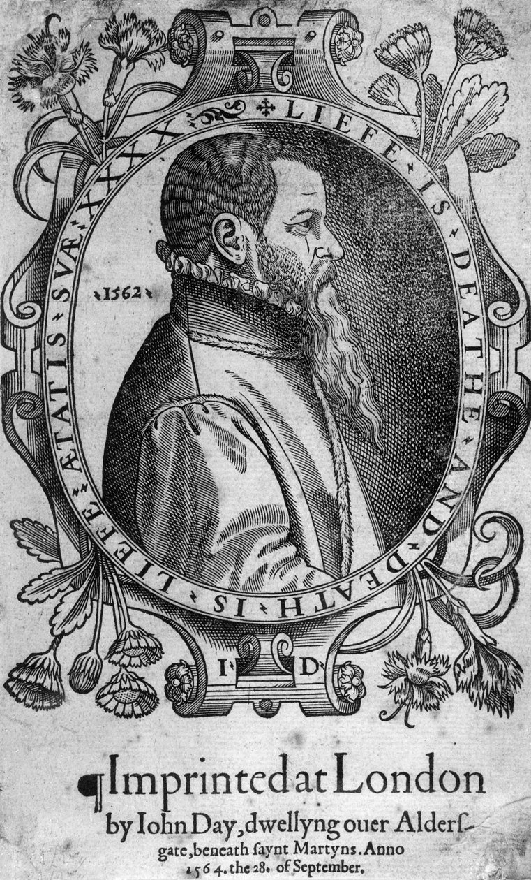Portret Johna Daya, frontispis do Księgi Męczenników Lisów, 1564 autorstwa English School