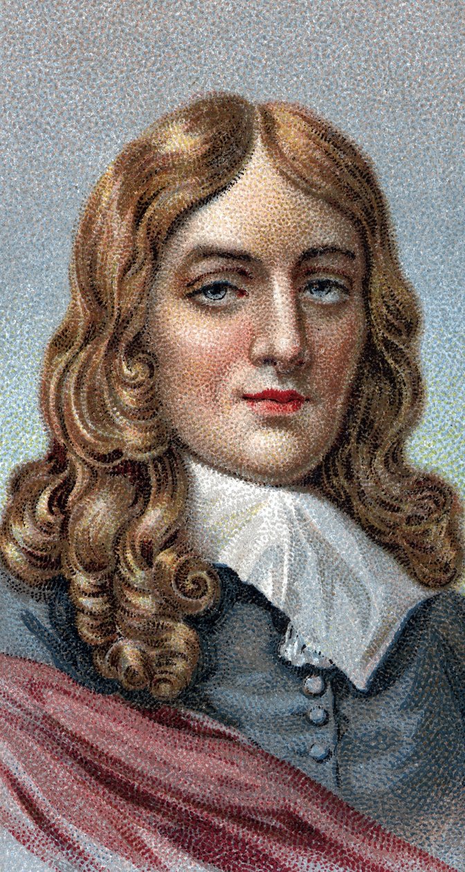 Portret Johna Miltona (1608-1674) - Z serii „”Przywódcy mężczyzn”” - Chromolitografia - Szkoła angielska, XX wiek - autorstwa English School