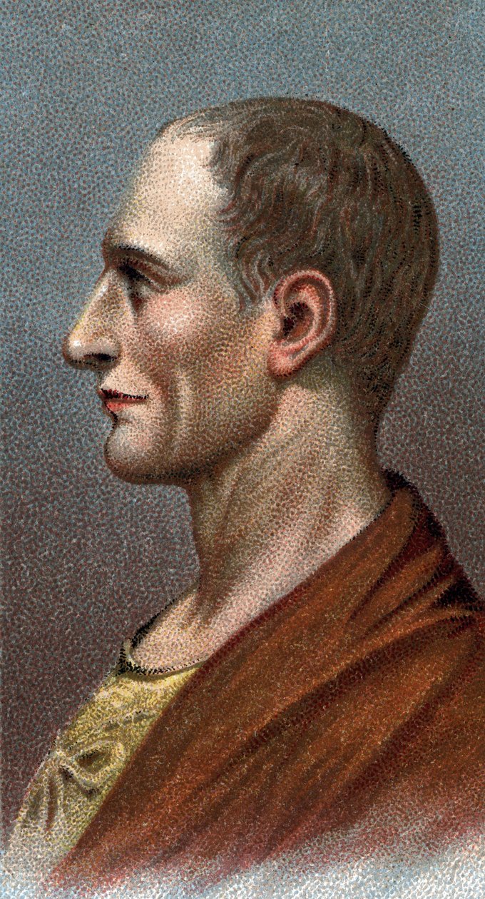 Portret Julesa Cezara - Juliusz Cezar - Z serii „Przywódcy ludzi”” - Chromolitografia - Szkoła angielska, XX wiek - autorstwa English School