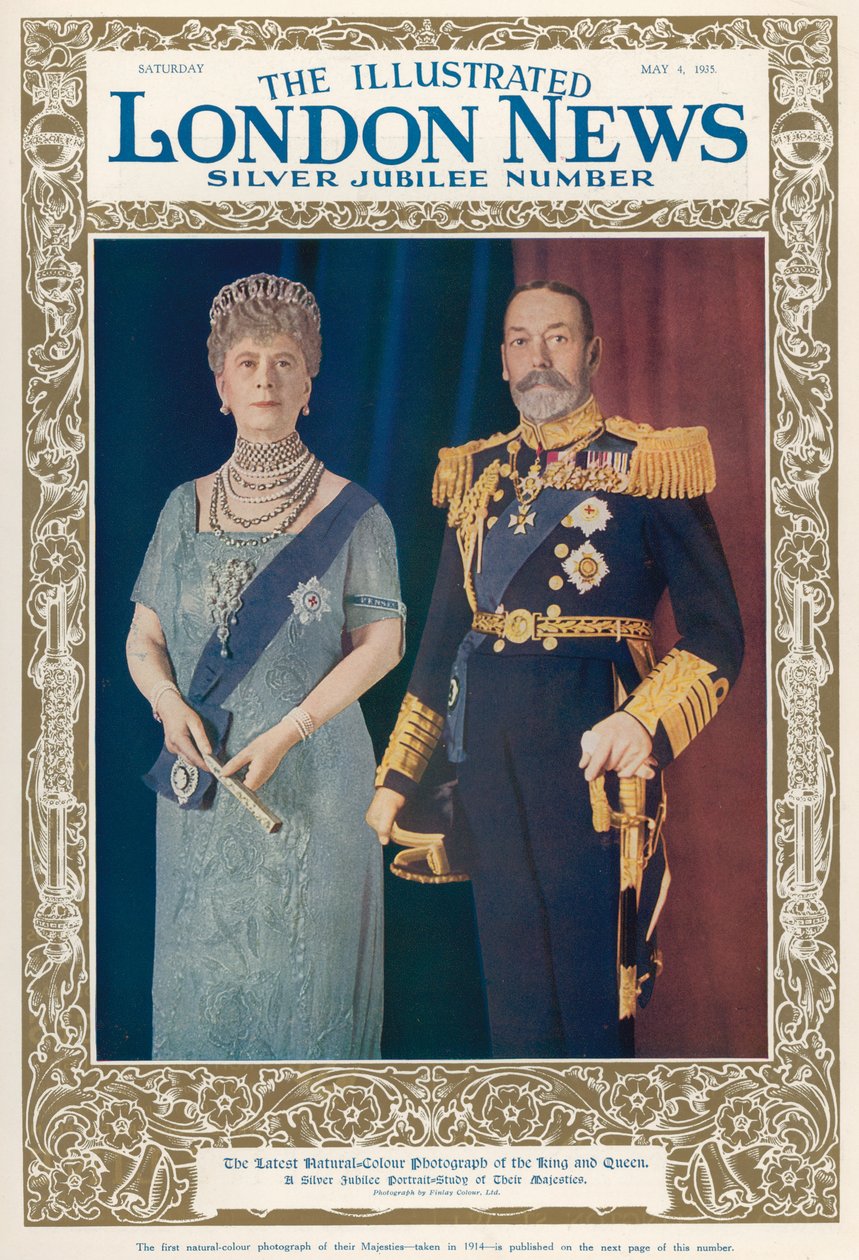 Portret króla Jerzego V (1865-1936) i Queen Mary (1867-1953) z The Illustrated London News, 4 maja 1935 autorstwa English School