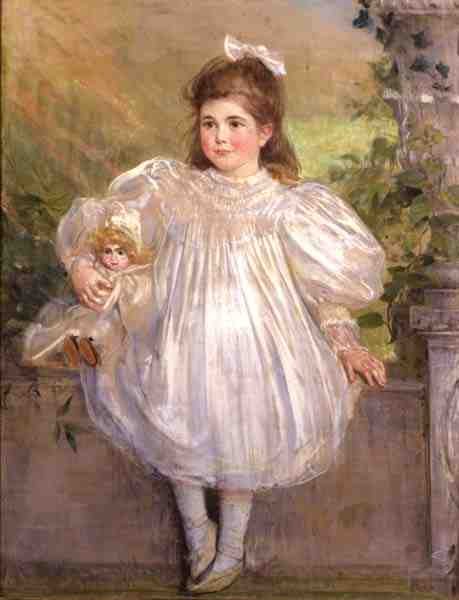 Portret Margaret Holmes na dworze, ok. 1890 (pastel) autorstwa English School
