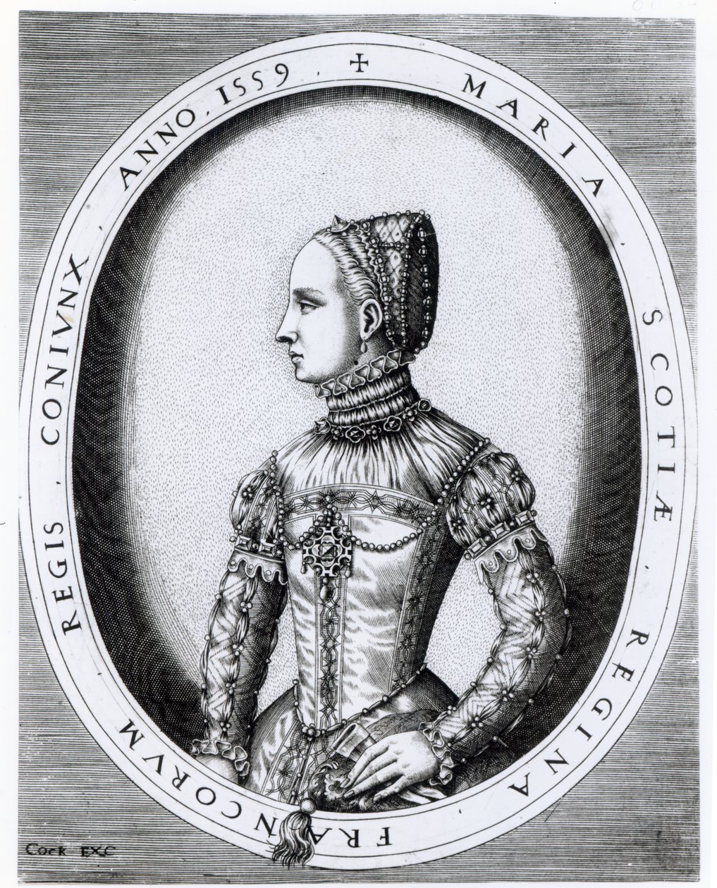 Portret Marii Królowej Szkotów (1542-87) wyryty przez Hieronymusa Cocka (ok. 1510-70) 1559 autorstwa English School