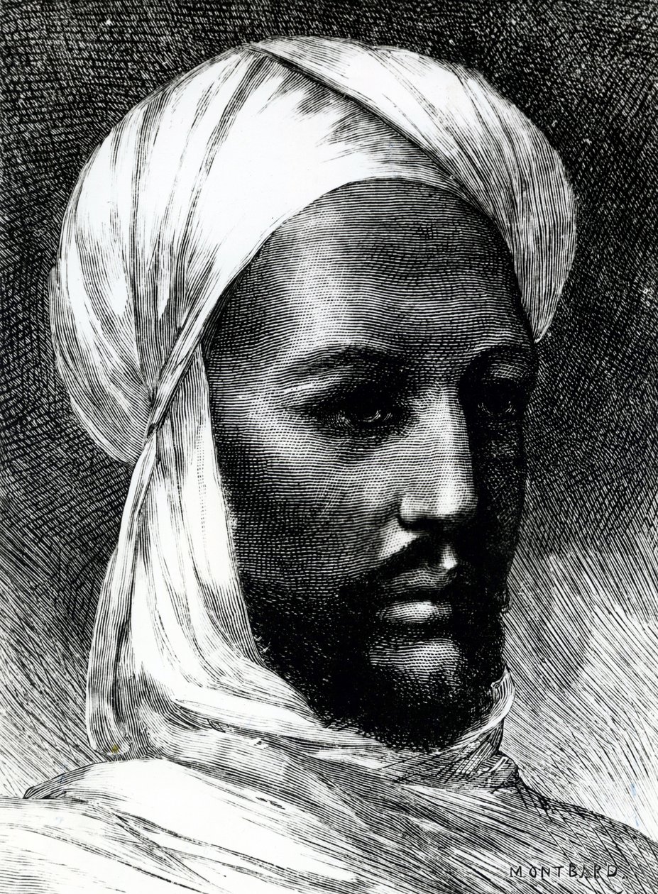 Portret Muhammada Ahmada (1844-1885), znanego jako Mahdi, przywódcy derwiszów w wojnie przeciwko Brytyjczykom w 1884 roku, wojny kolonialne, Sudan autorstwa English School