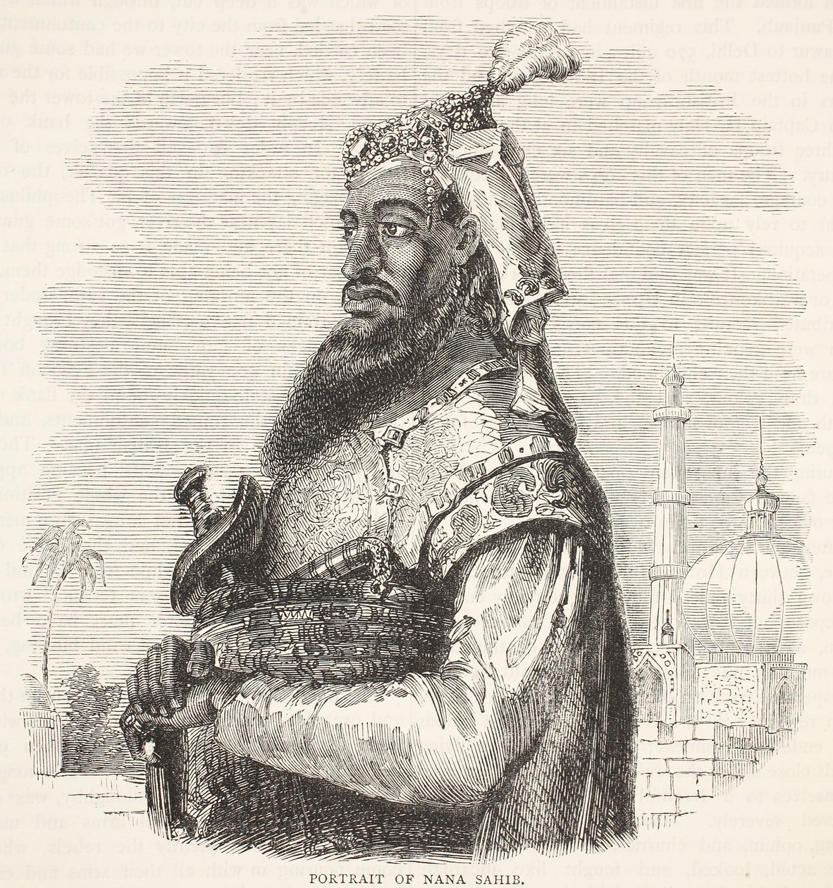 Portret Nana Sahib, ilustracja z Cassells Illustrated History of England autorstwa English School