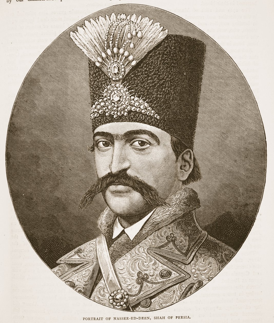 Portret Nasser-ed-Deen, szach Persji, ilustracja z Cassells Illustrated History of England autorstwa English School