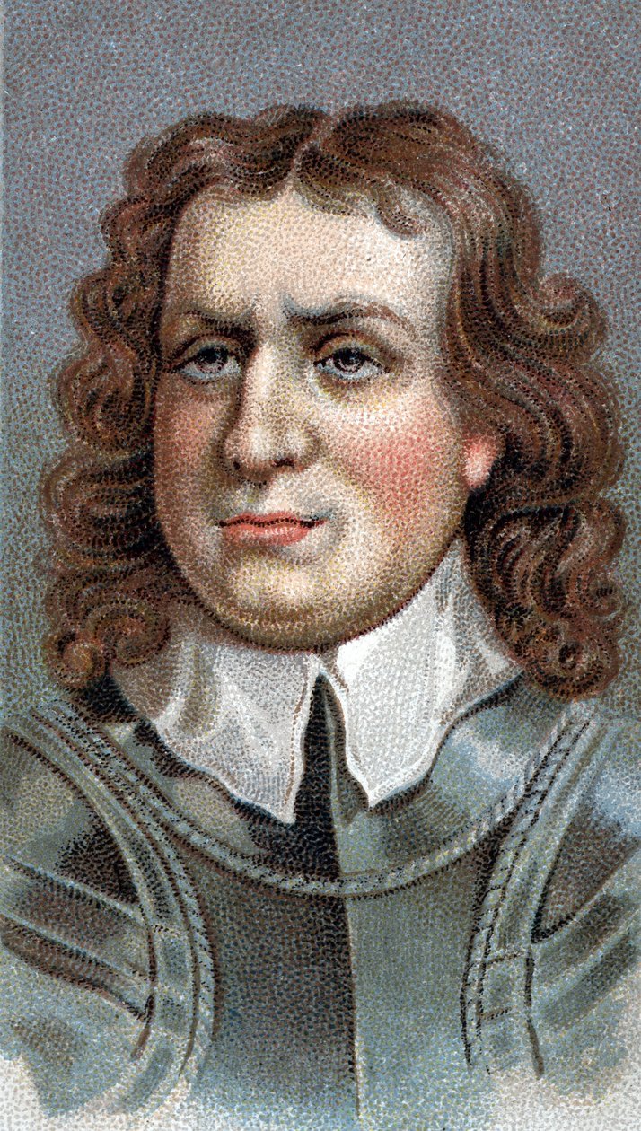 Portret Olivera Cromwella (1599-1658). Angielski wojskowy i polityk - Olivier (Oliver) Cromwell (1599-1658) - Z serii „”Leads of Men”” - Chromolitografia - Szkoła angielska, XX wiek - autorstwa English School