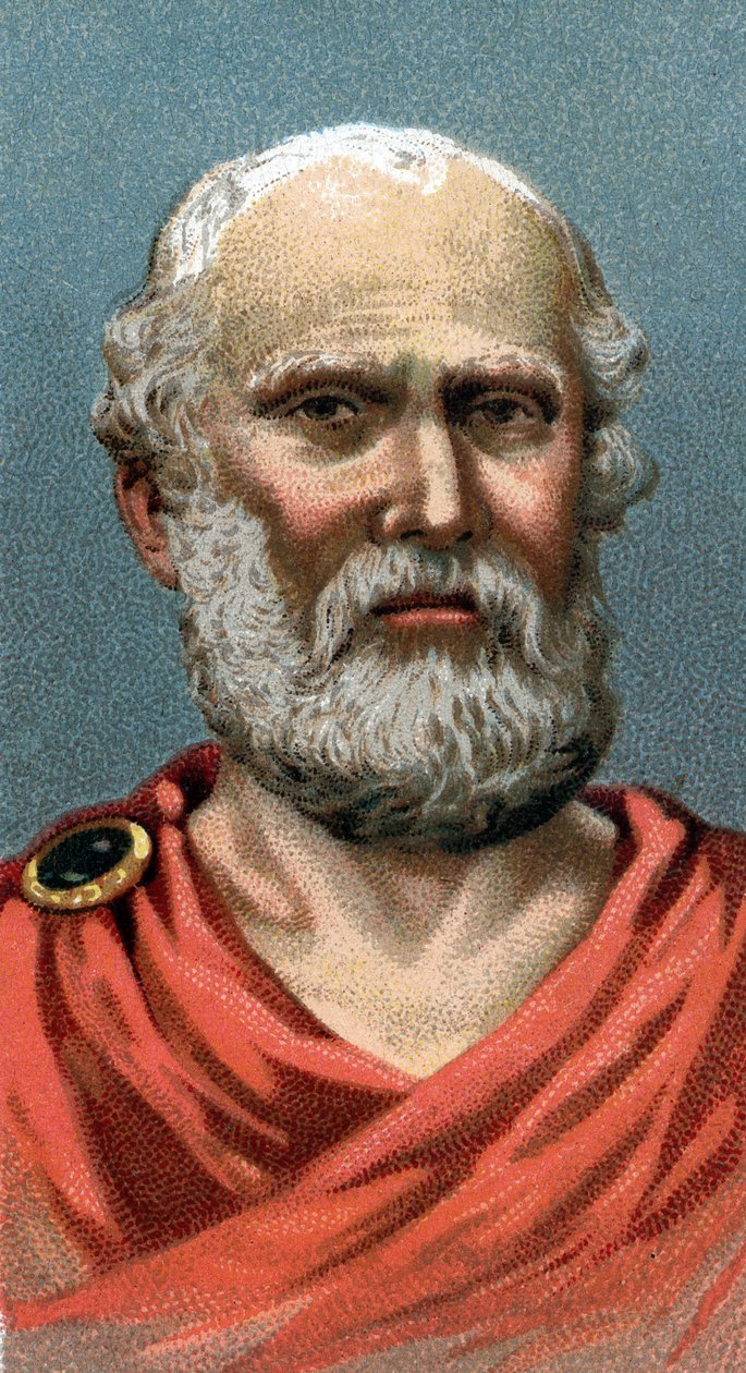Portret Platona Ateńskiego filozofa - Platon - - Z serii „Przywódcy ludzi”” - Chromolitografia - Szkoła angielska, XX wiek - autorstwa English School