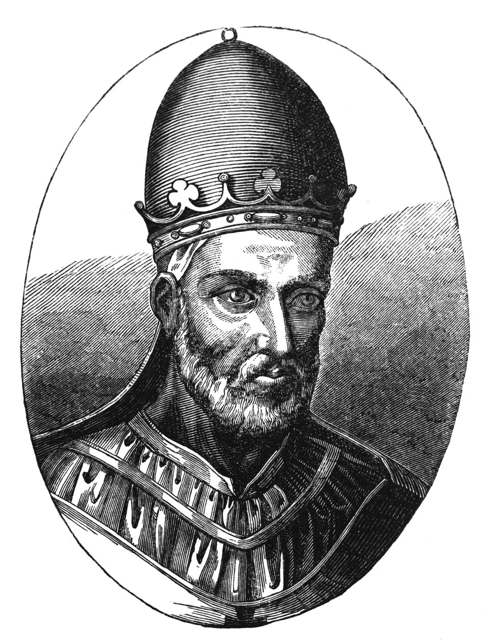 Portret papieża Honoriusza III (zm.1227) ilustracja z „Nauka i literatura średniowiecza i renesansu”, napisana i rytowana przez Paula Lacroix, 1878 autorstwa English School