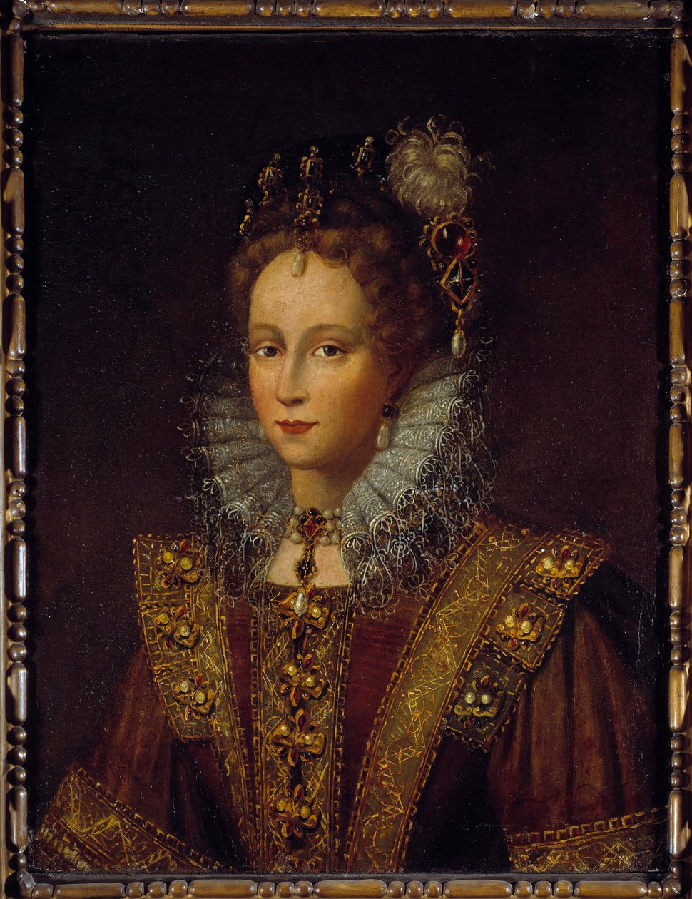 Portret królowej Anglii Elżbiety Ii (1533-1603) Obraz szkoły angielskiej. XVII wiek. Słońce 0,56x0,77 m Pau, musee du chateau autorstwa English School