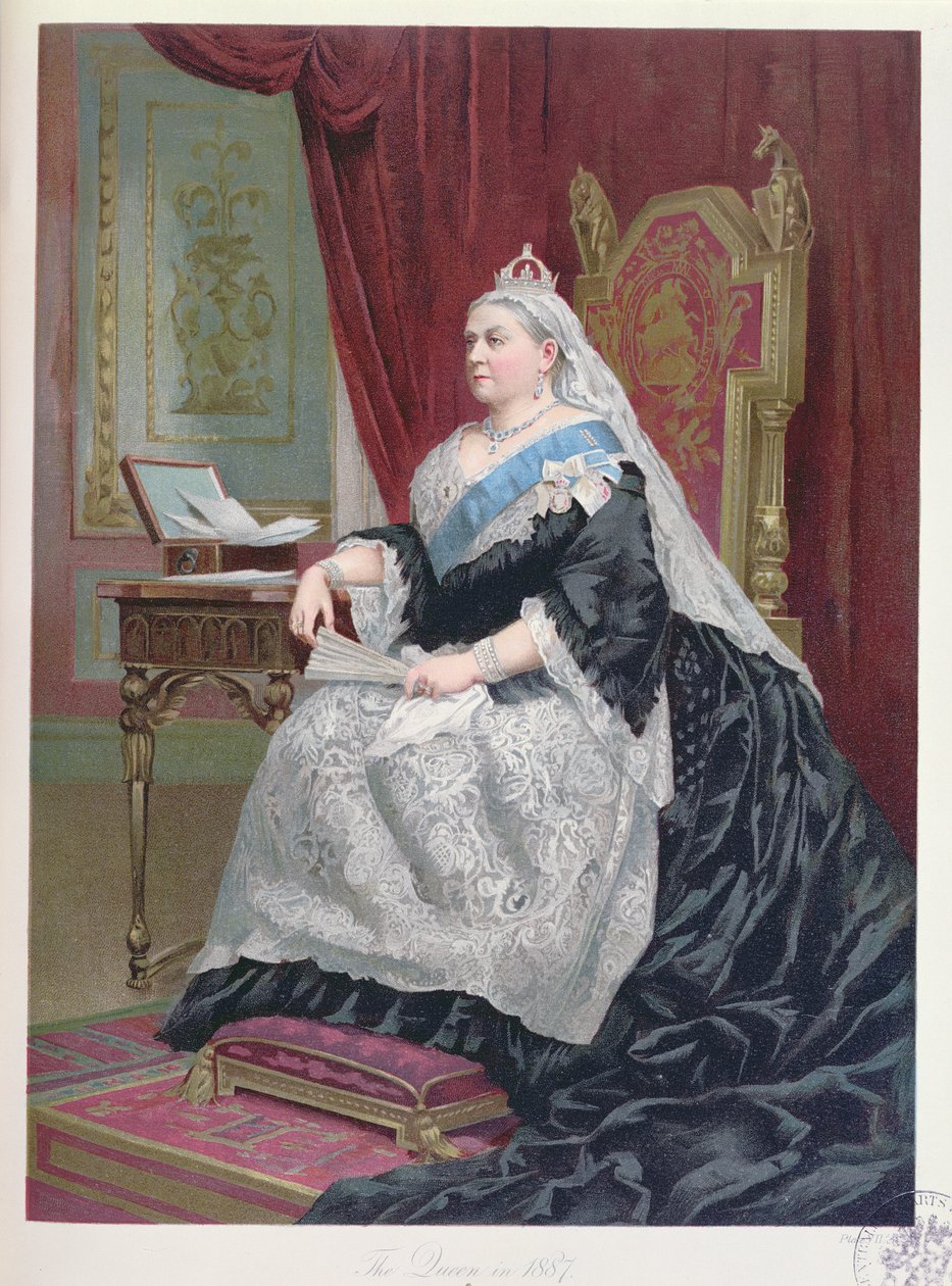 Portret królowej Wiktorii (1819-1901) w czasie jej Złotego Jubileuszu w latach 1887, 1887 autorstwa English School